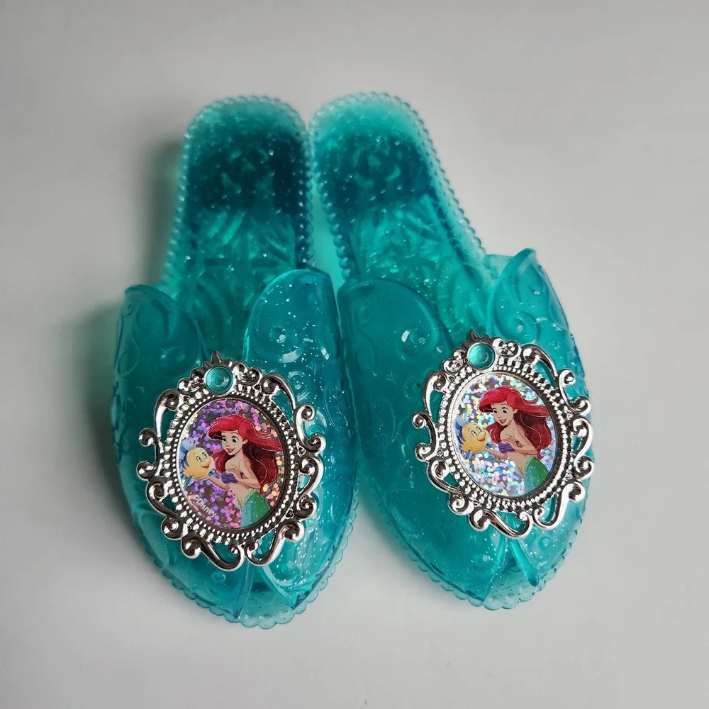 Disney Princess Ariel Little Mermaid Teal Blue Glitter Jelly‎ Dress Up Shoes